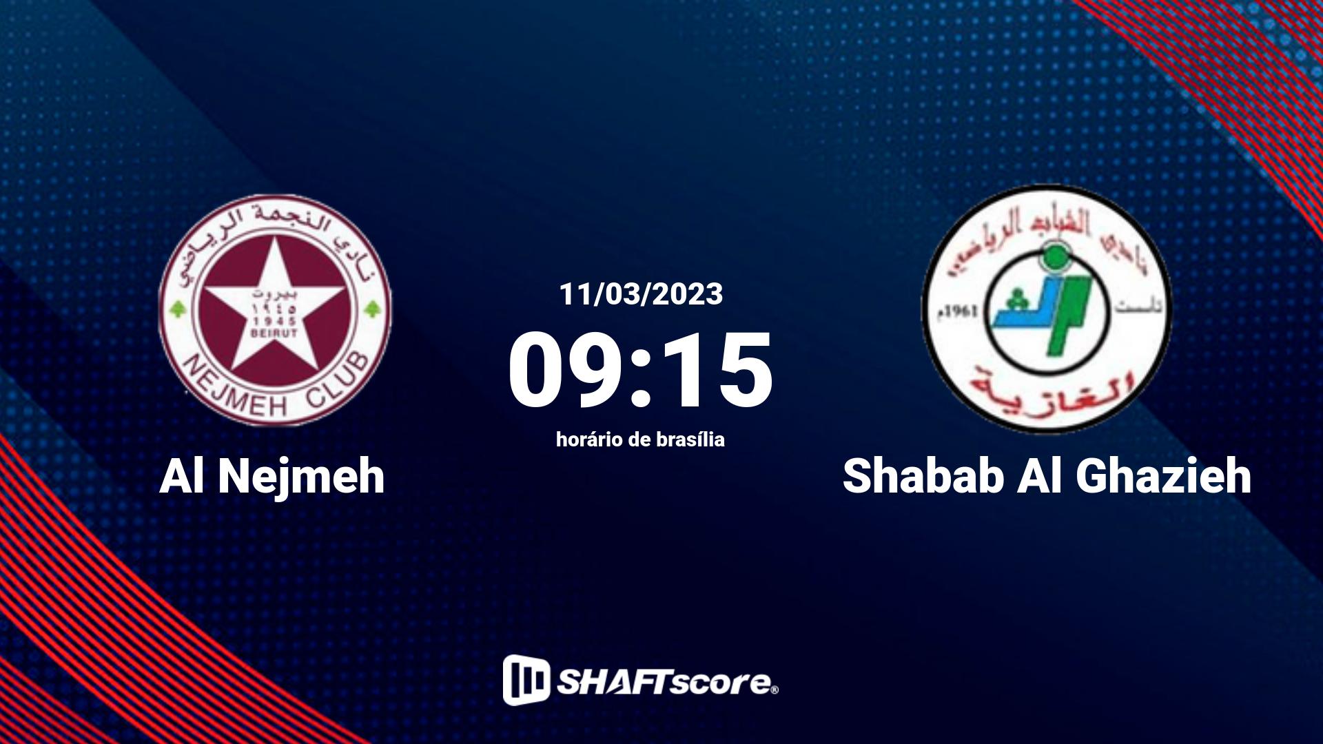 Estatísticas do jogo Al Nejmeh vs Shabab Al Ghazieh 11.03 09:15