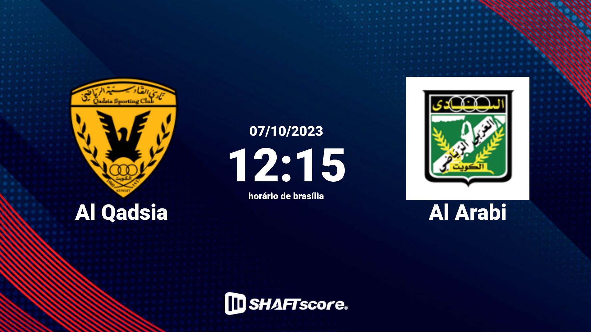 Estatísticas do jogo Al Qadsia vs Al Arabi 07.10 12:15