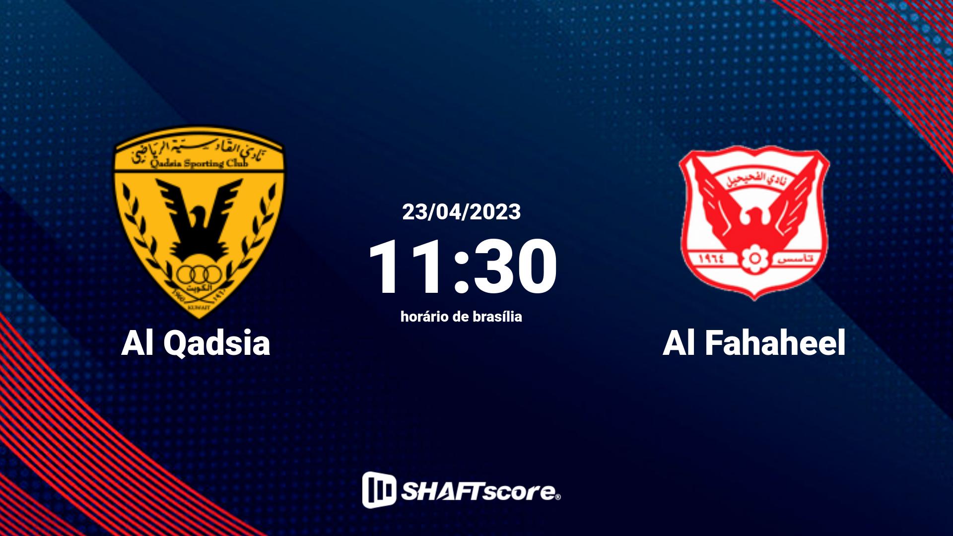 Estatísticas do jogo Al Qadsia vs Al Fahaheel 23.04 11:30