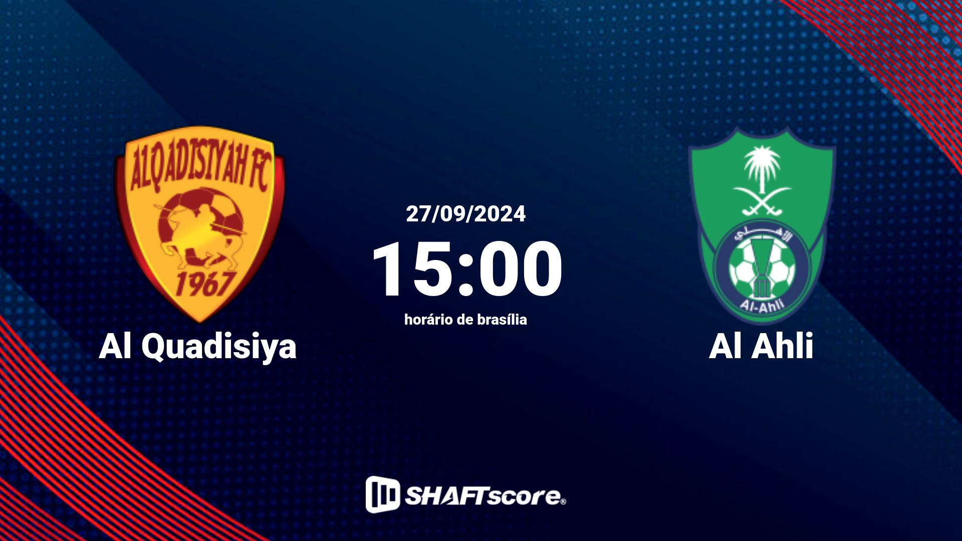 Estatísticas do jogo Al Quadisiya vs Al Ahli 27.09 15:00