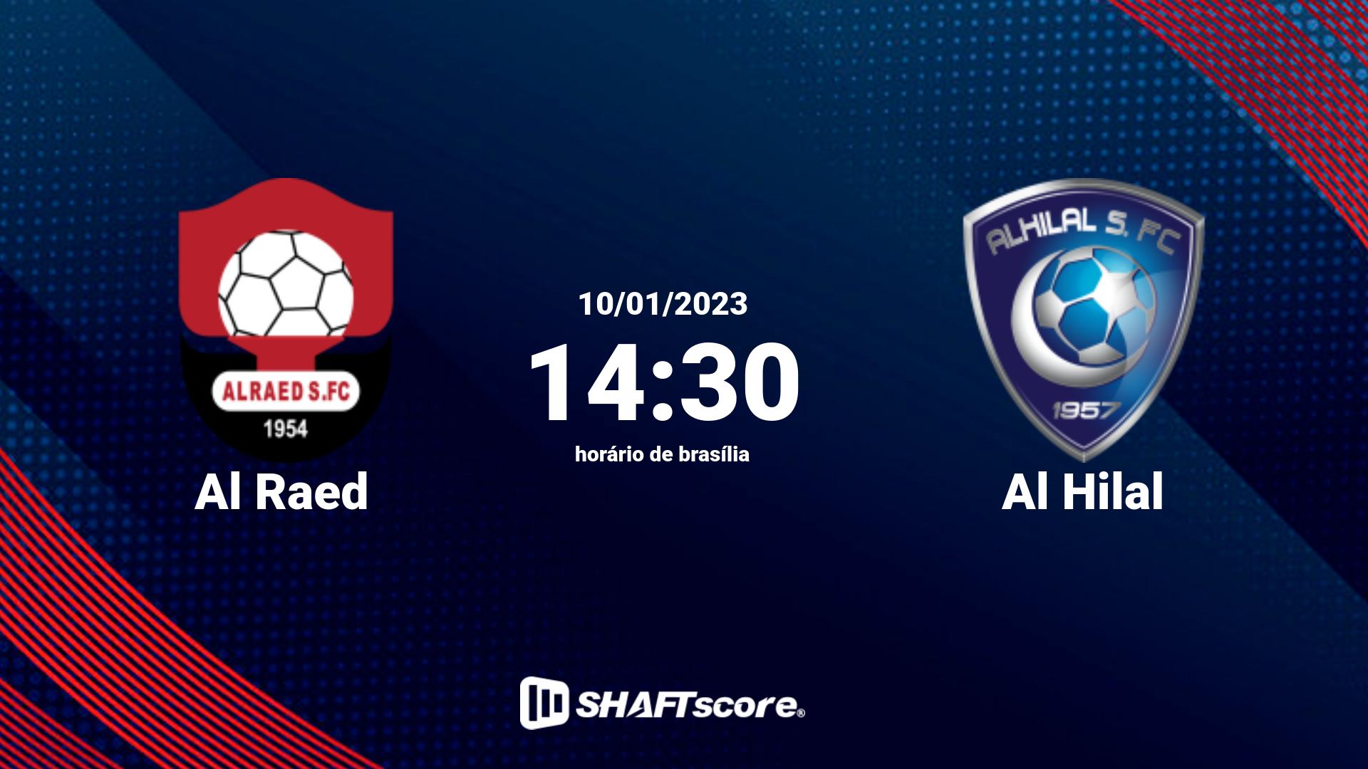 Estatísticas do jogo Al Raed vs Al Hilal 10.01 14:30