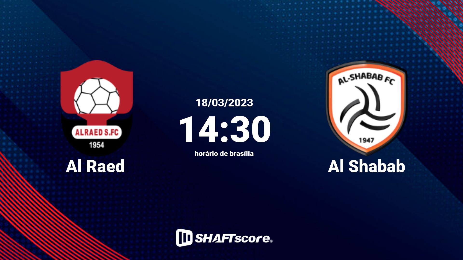 Estatísticas do jogo Al Raed vs Al Shabab 18.03 14:30