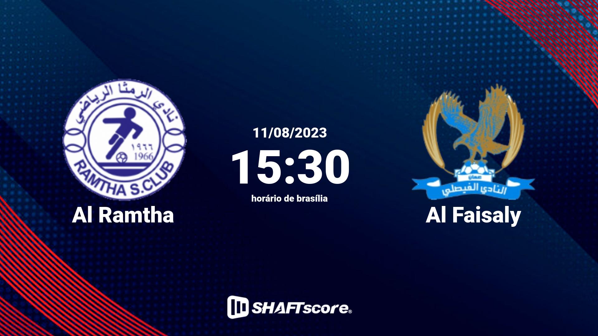 Estatísticas do jogo Al Ramtha vs Al Faisaly 11.08 15:30