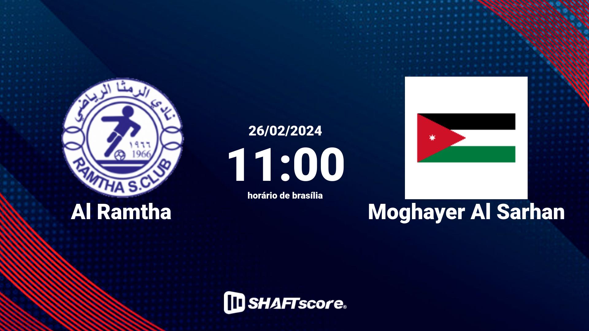 Estatísticas do jogo Al Ramtha vs Moghayer Al Sarhan 26.02 11:00