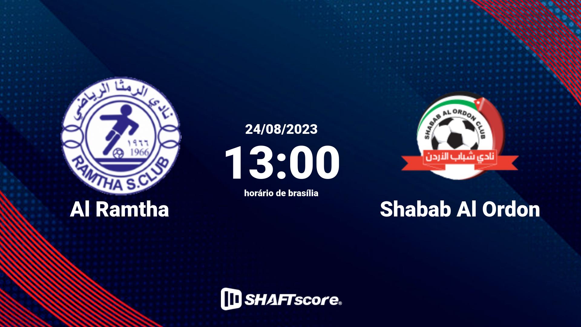 Estatísticas do jogo Al Ramtha vs Shabab Al Ordon 24.08 13:00