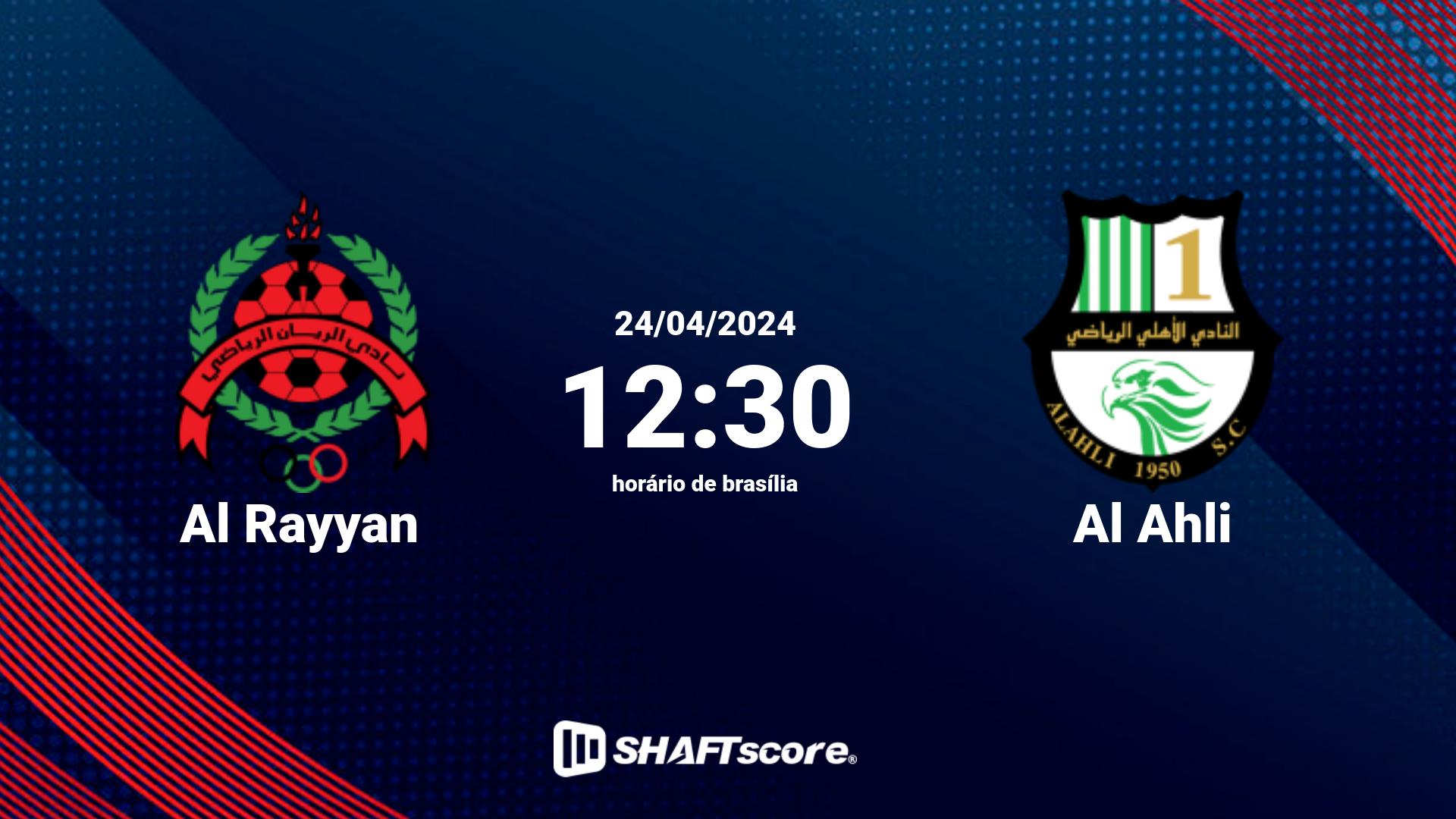 Estatísticas do jogo Al Rayyan vs Al Ahli 24.04 12:30