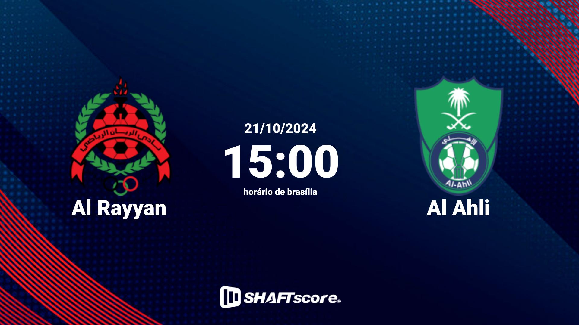 Estatísticas do jogo Al Rayyan vs Al Ahli 21.10 15:00