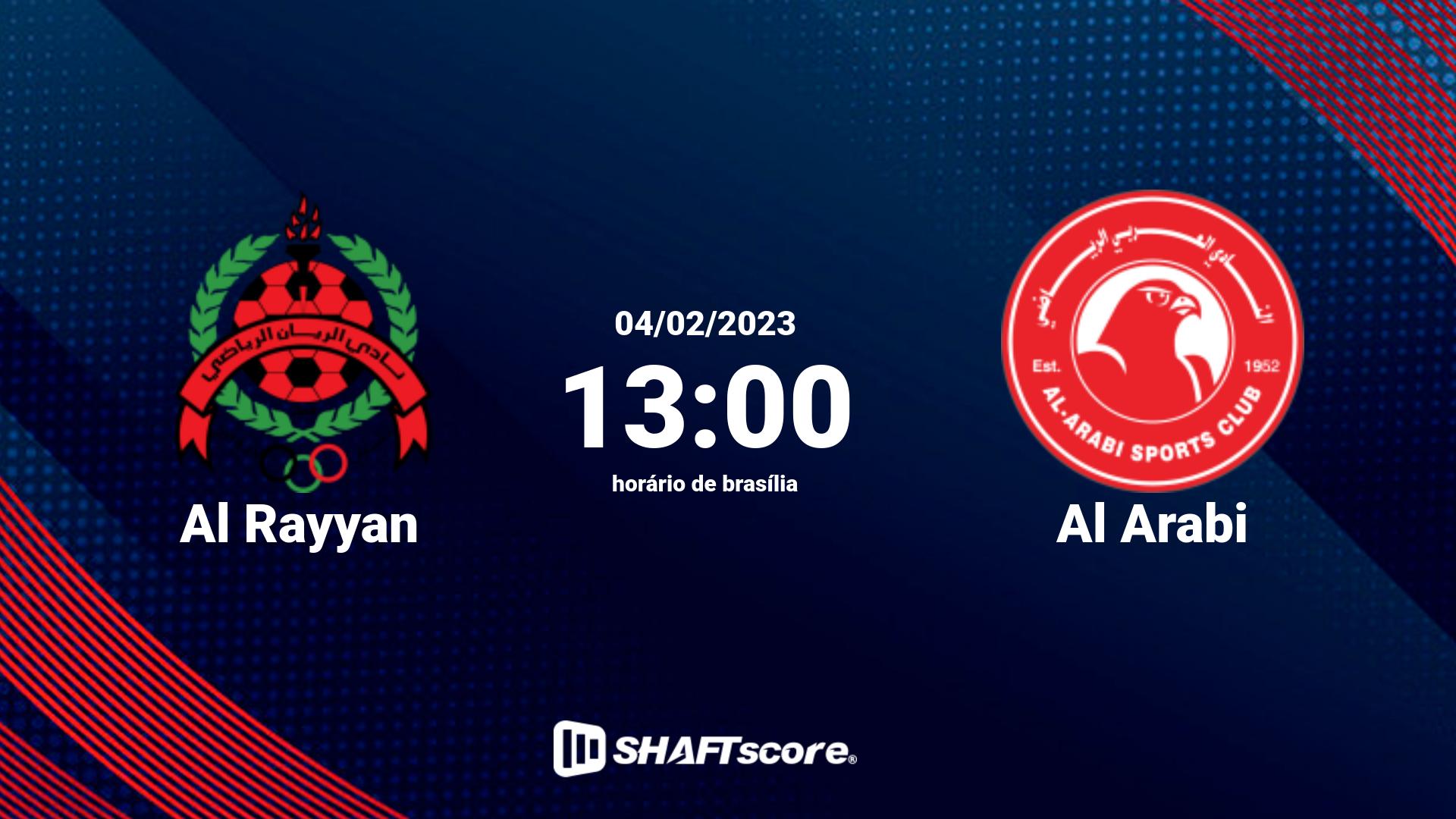 Estatísticas do jogo Al Rayyan vs Al Arabi 04.02 13:00