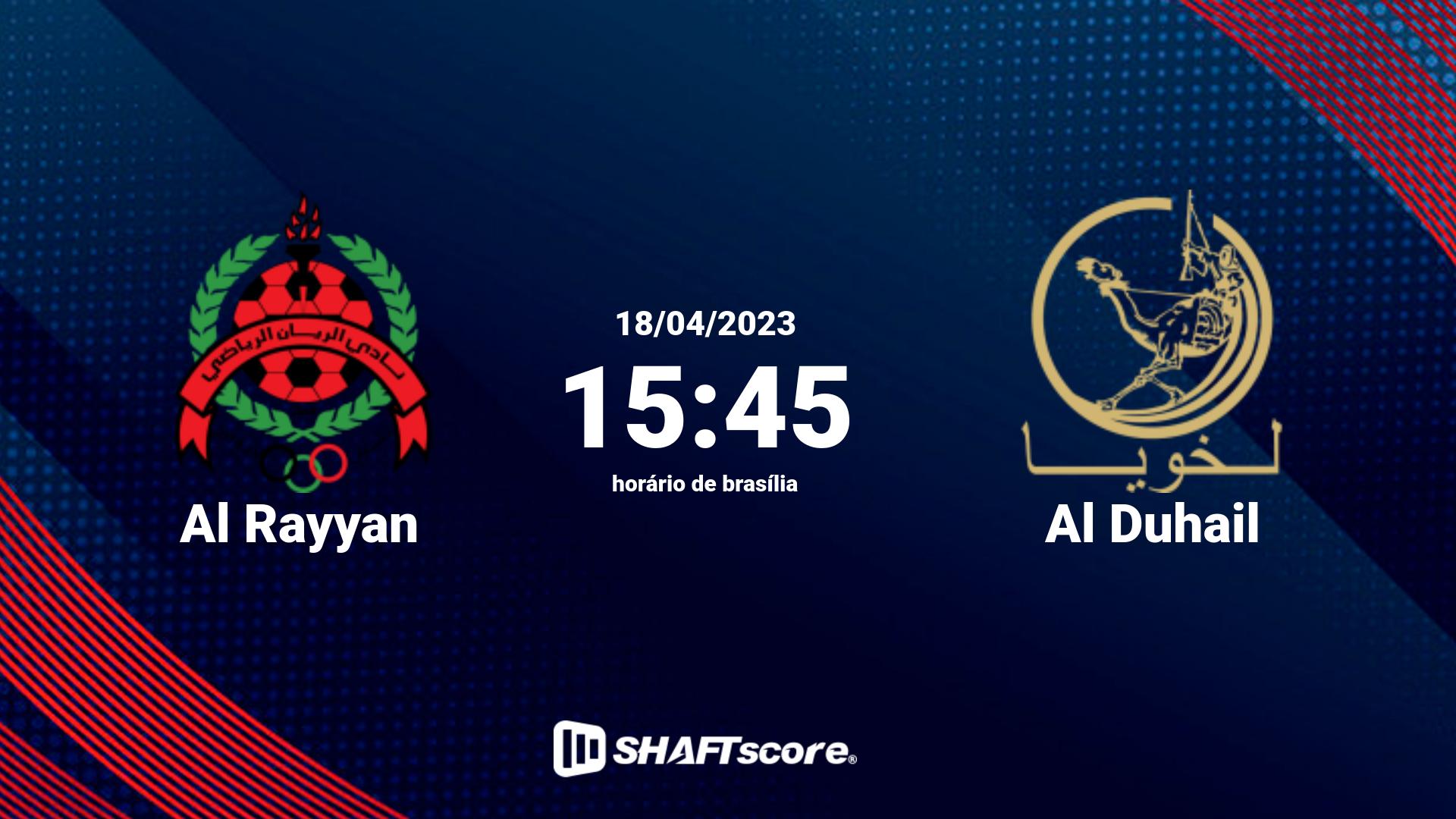 Estatísticas do jogo Al Rayyan vs Al Duhail 18.04 15:45