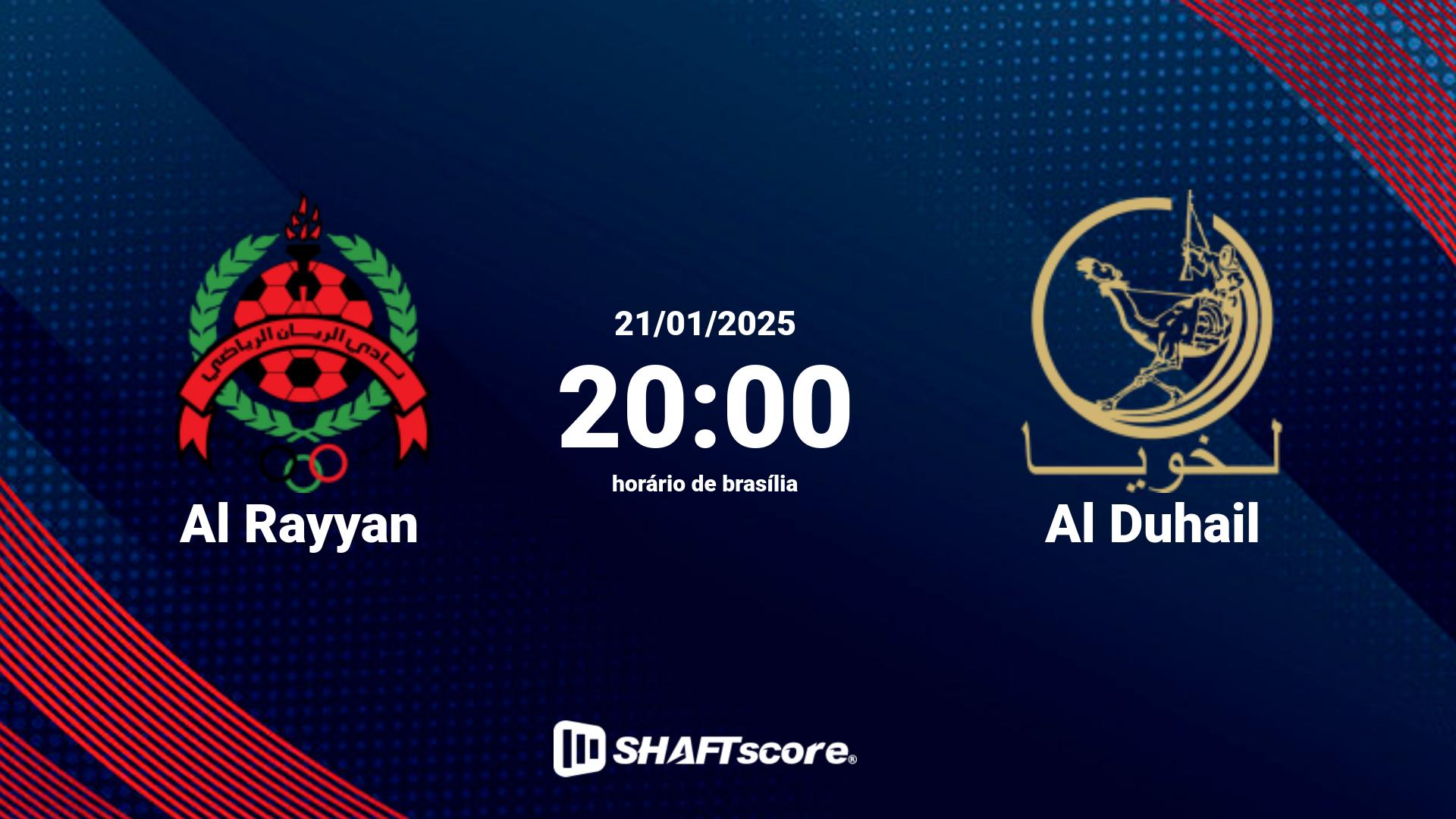 Estatísticas do jogo Al Rayyan vs Al Duhail 21.01 20:00