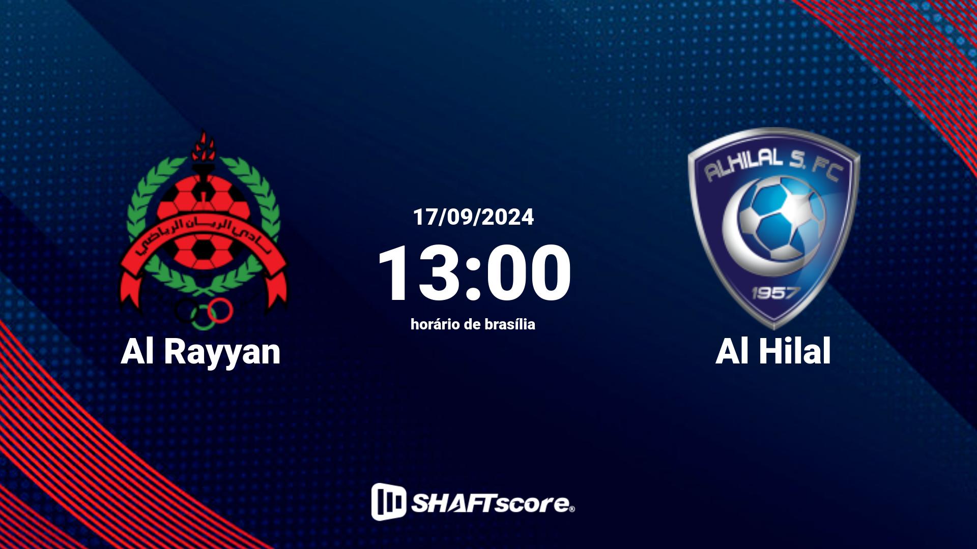 Estatísticas do jogo Al Rayyan vs Al Hilal 17.09 13:00