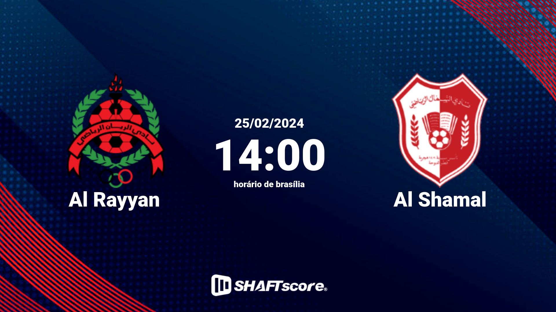 Estatísticas do jogo Al Rayyan vs Al Shamal 25.02 14:00