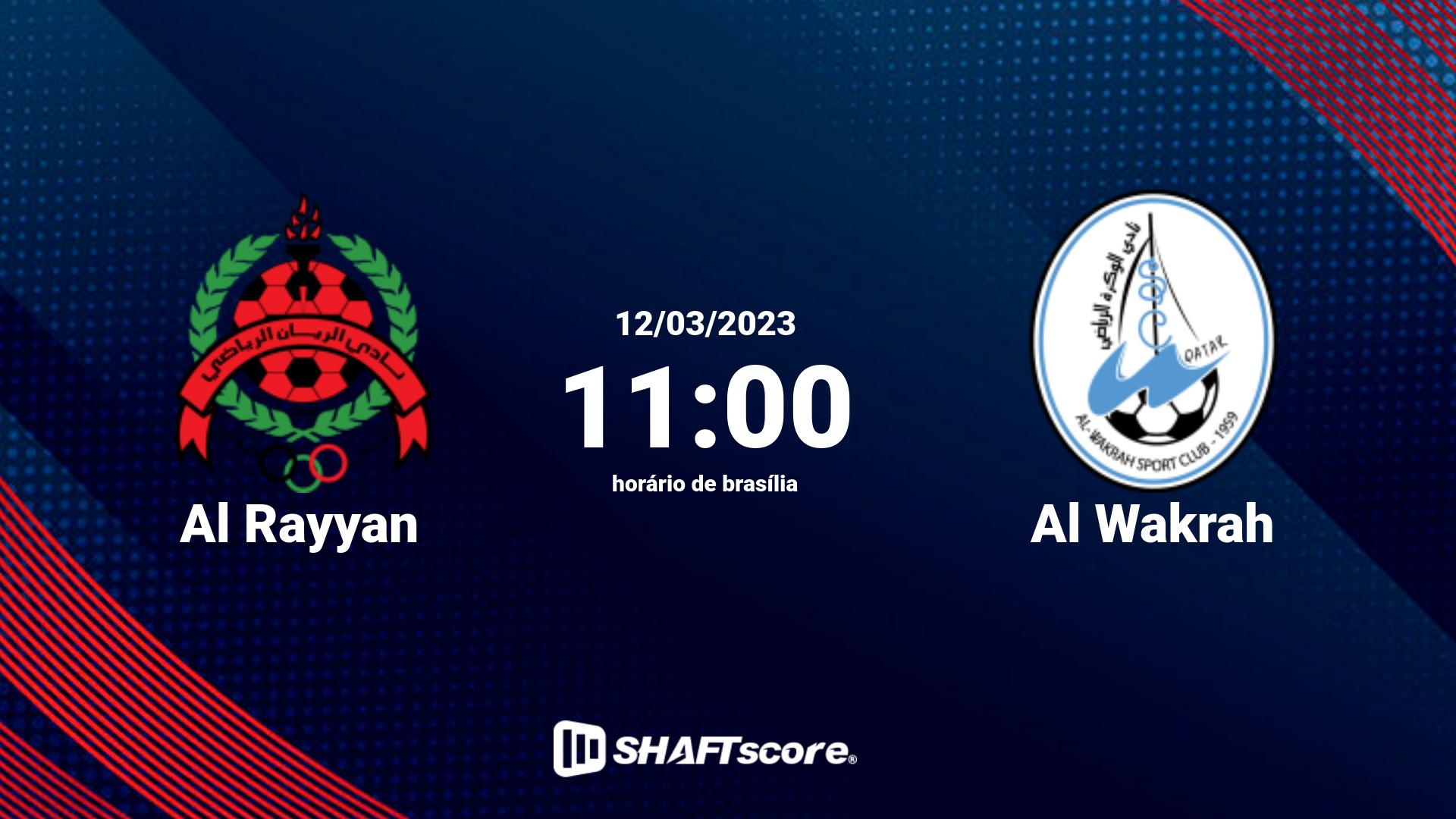 Estatísticas do jogo Al Rayyan vs Al Wakrah 12.03 11:00