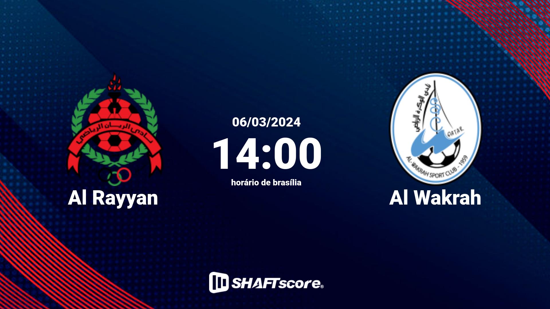 Estatísticas do jogo Al Rayyan vs Al Wakrah 06.03 14:00