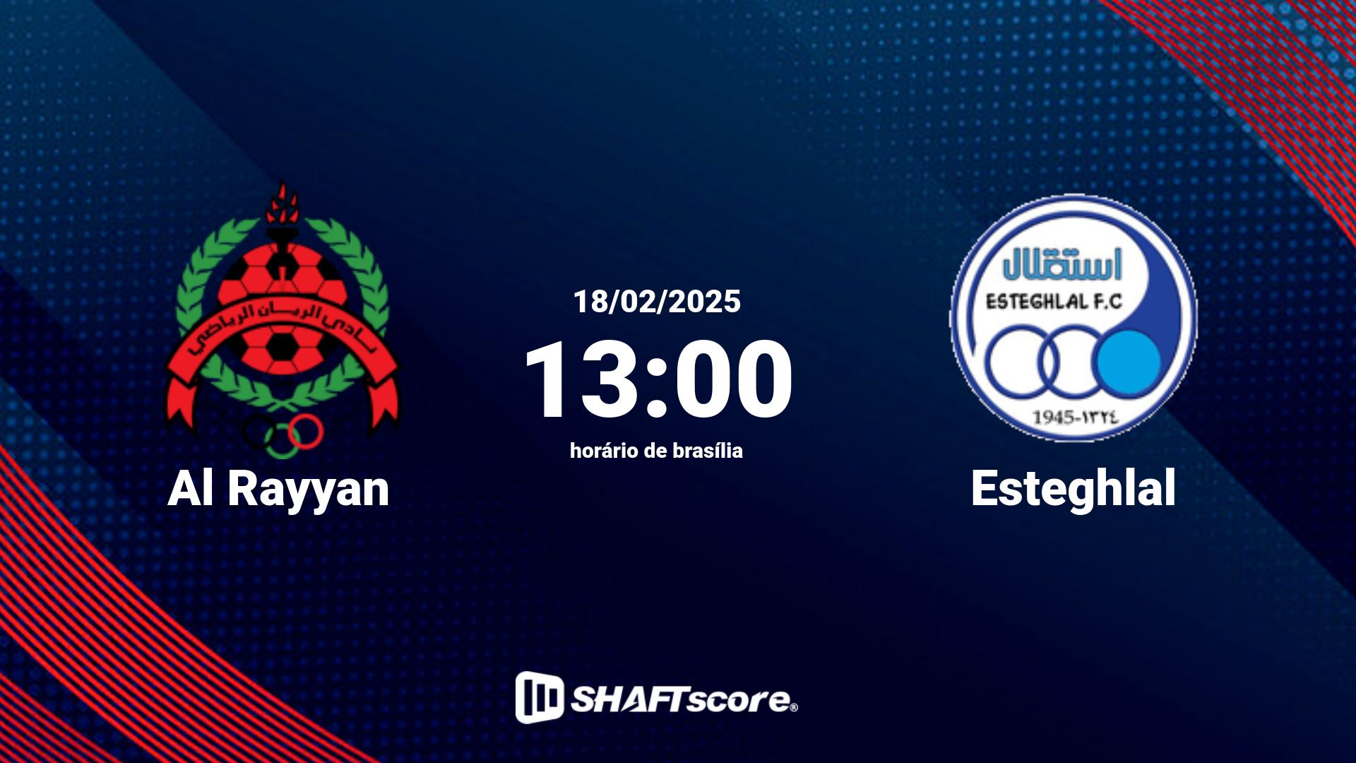 Estatísticas do jogo Al Rayyan vs Esteghlal 18.02 13:00