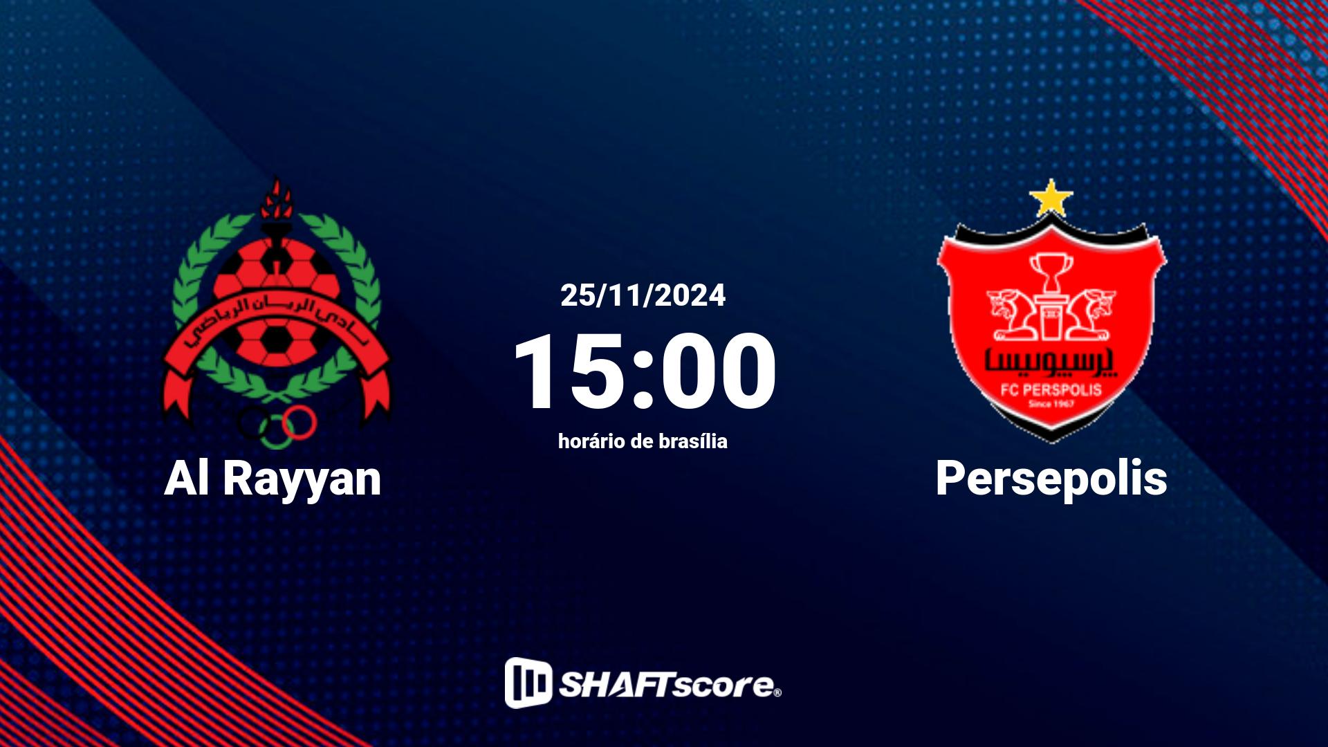 Estatísticas do jogo Al Rayyan vs Persepolis 25.11 15:00