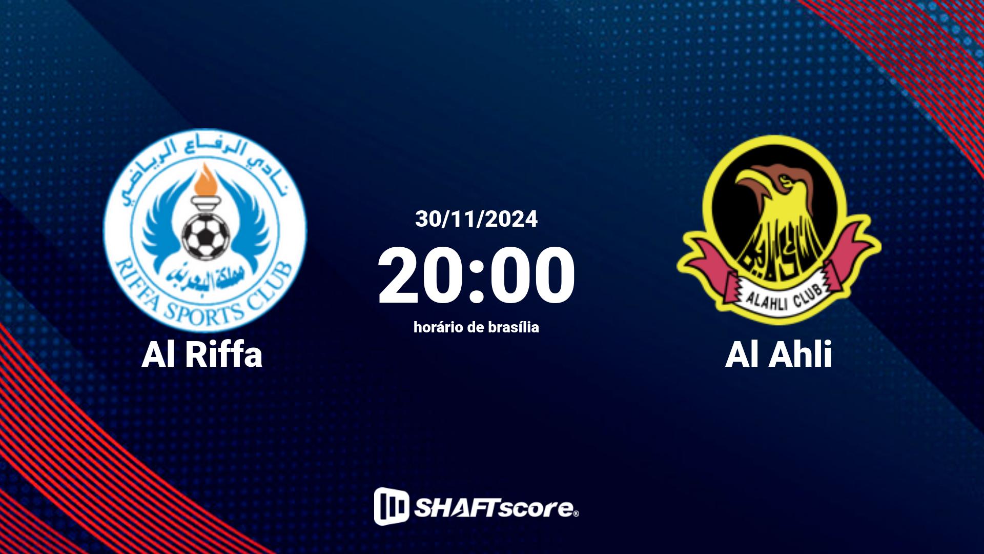 Estatísticas do jogo Al Riffa vs Al Ahli 30.11 20:00