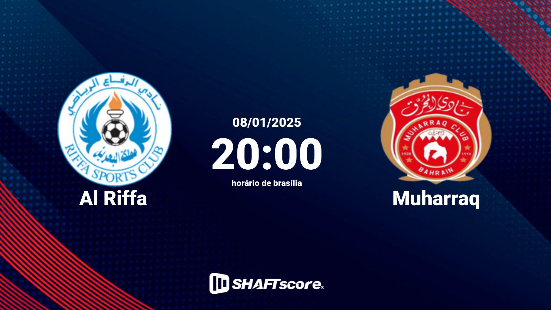 Estatísticas do jogo Al Riffa vs Muharraq 08.01 20:00