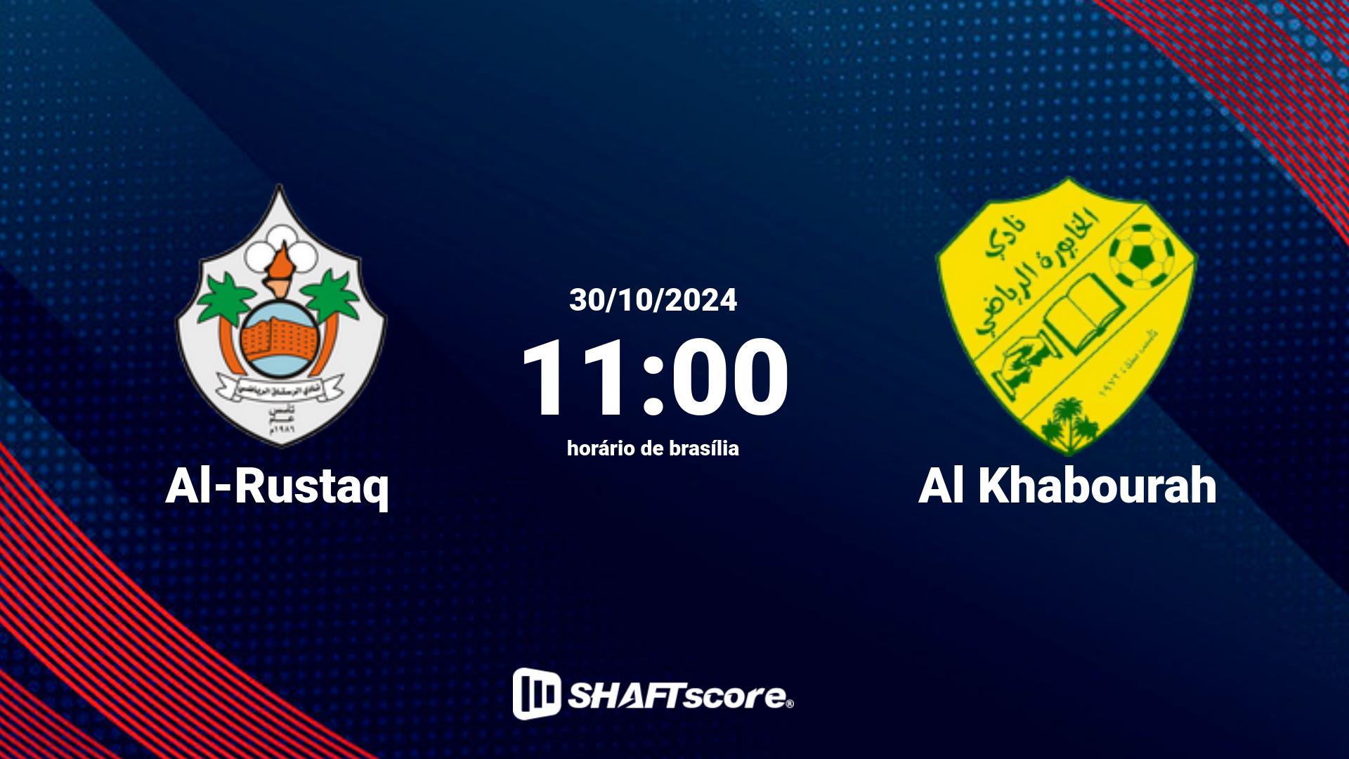 Estatísticas do jogo Al-Rustaq vs Al Khabourah 30.10 11:00