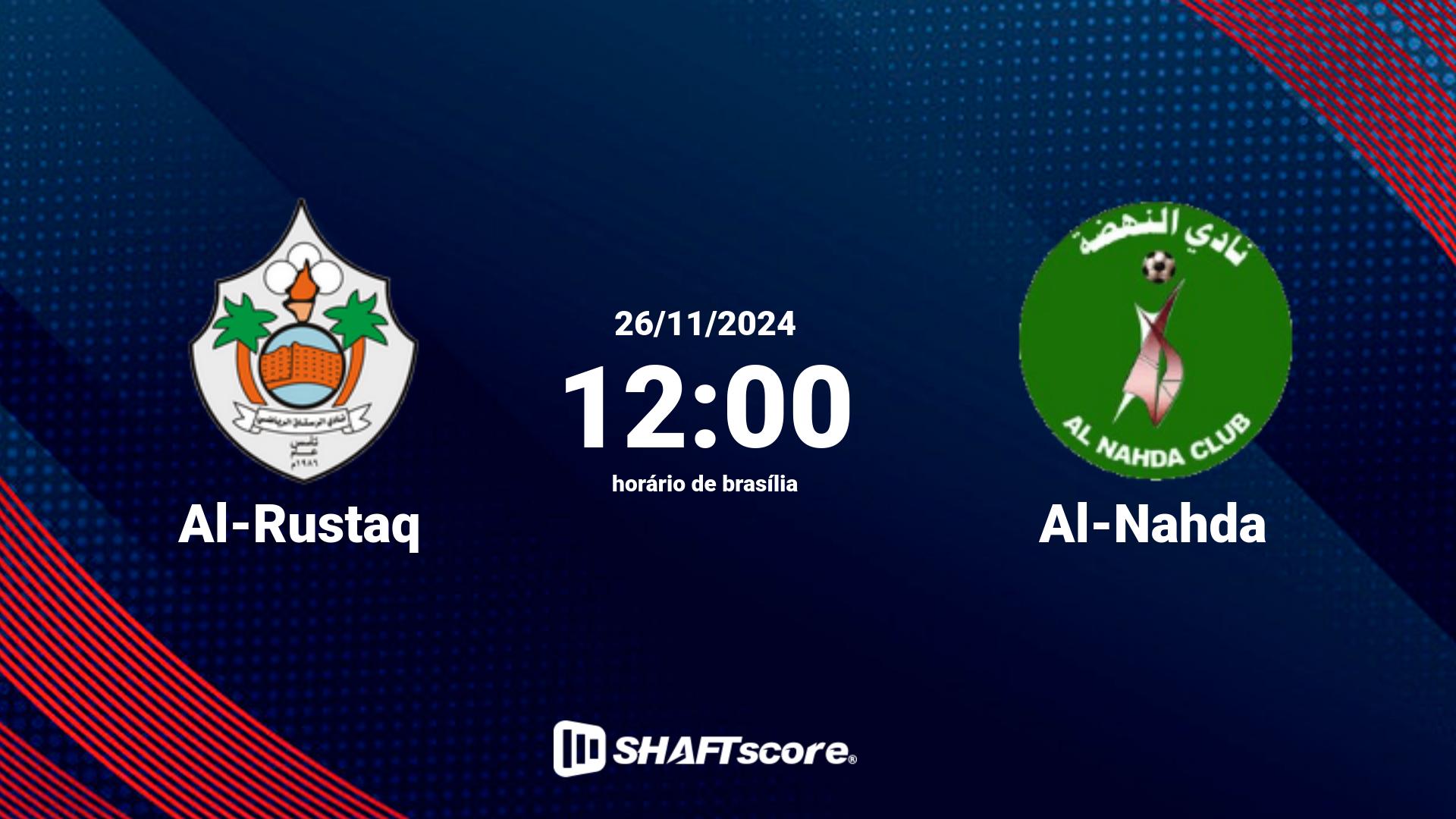 Estatísticas do jogo Al-Rustaq vs Al-Nahda 26.11 12:00