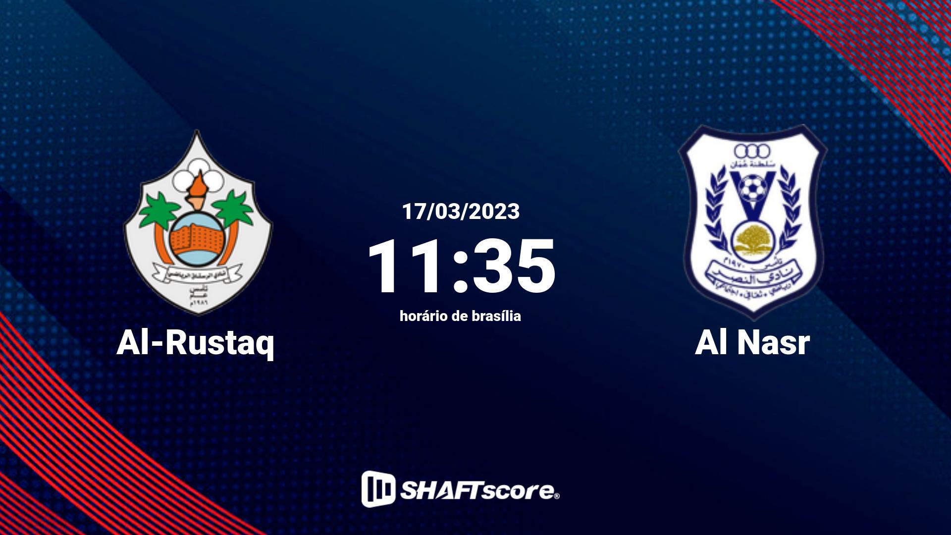 Estatísticas do jogo Al-Rustaq vs Al Nasr 17.03 11:35