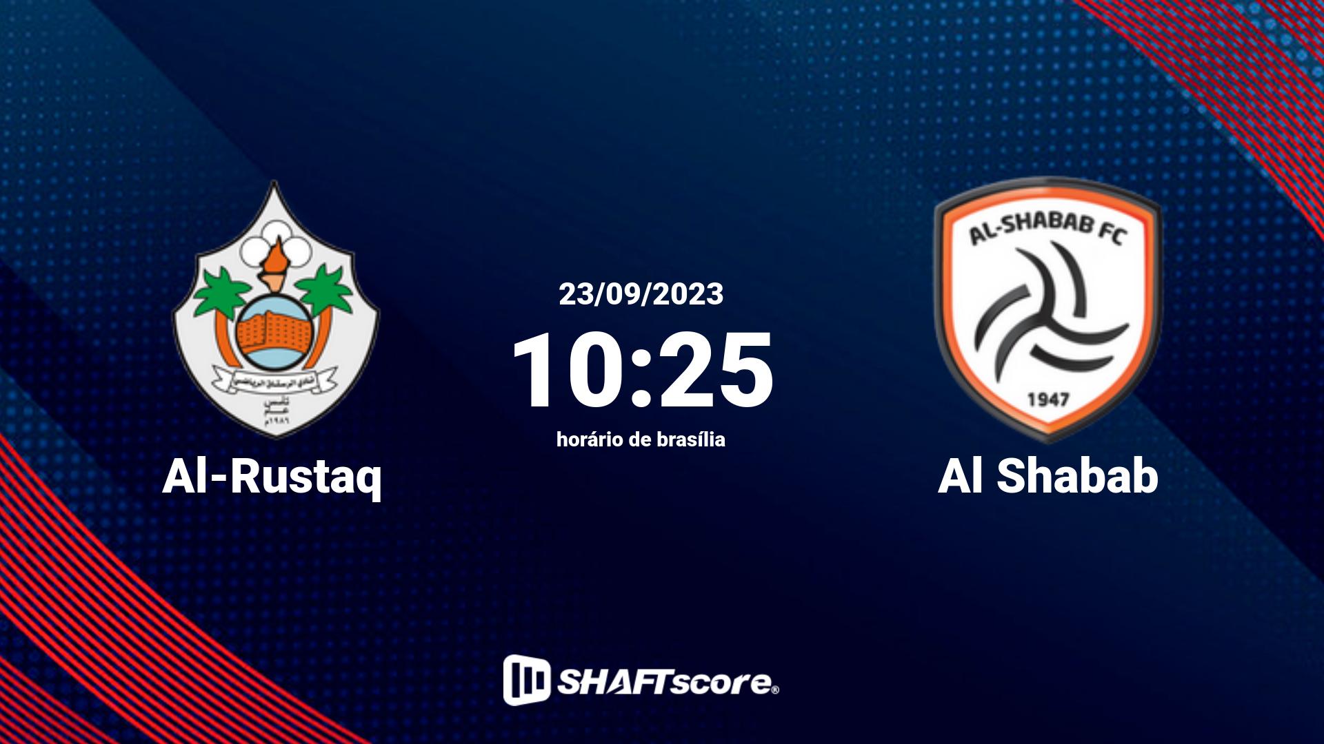 Estatísticas do jogo Al-Rustaq vs Al Shabab 23.09 10:25