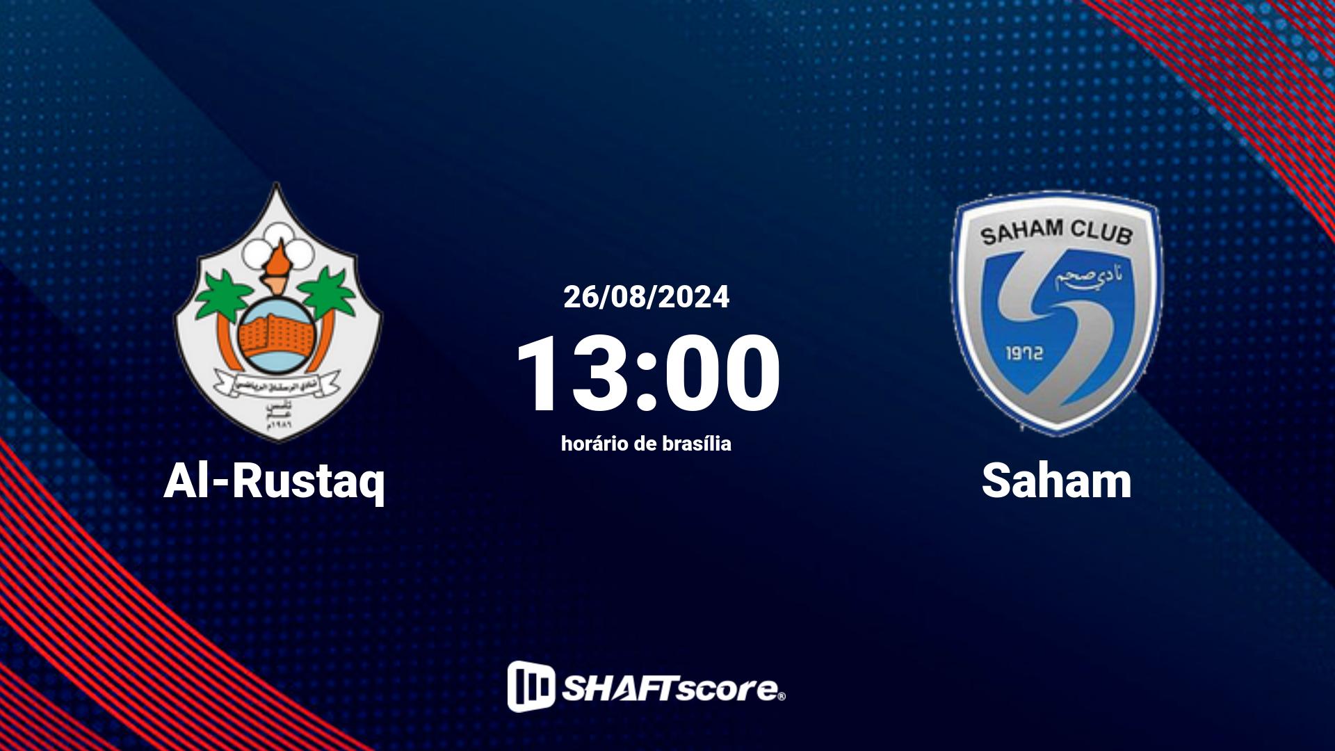 Estatísticas do jogo Al-Rustaq vs Saham 26.08 13:00