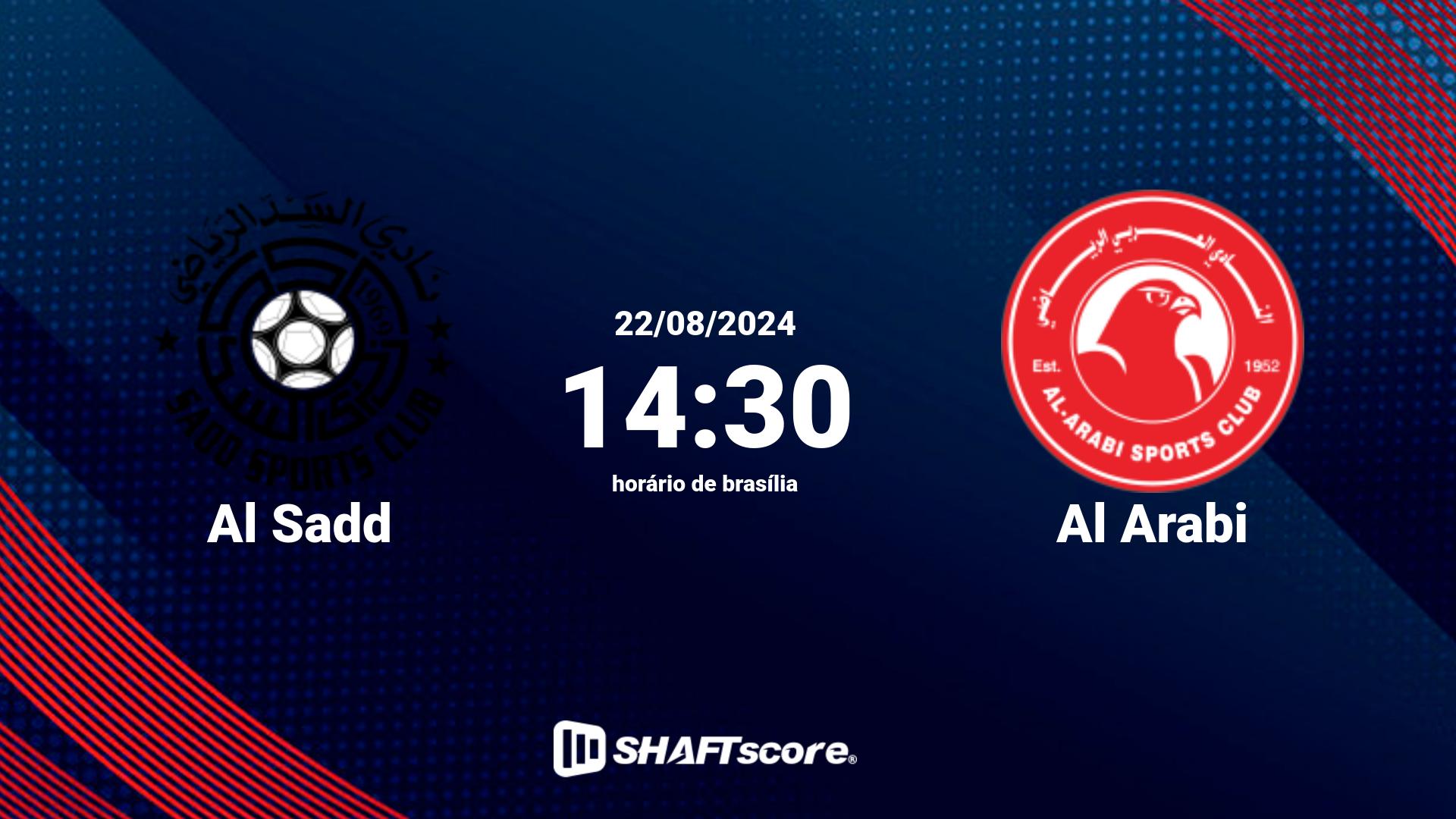 Estatísticas do jogo Al Sadd vs Al Arabi 22.08 14:30