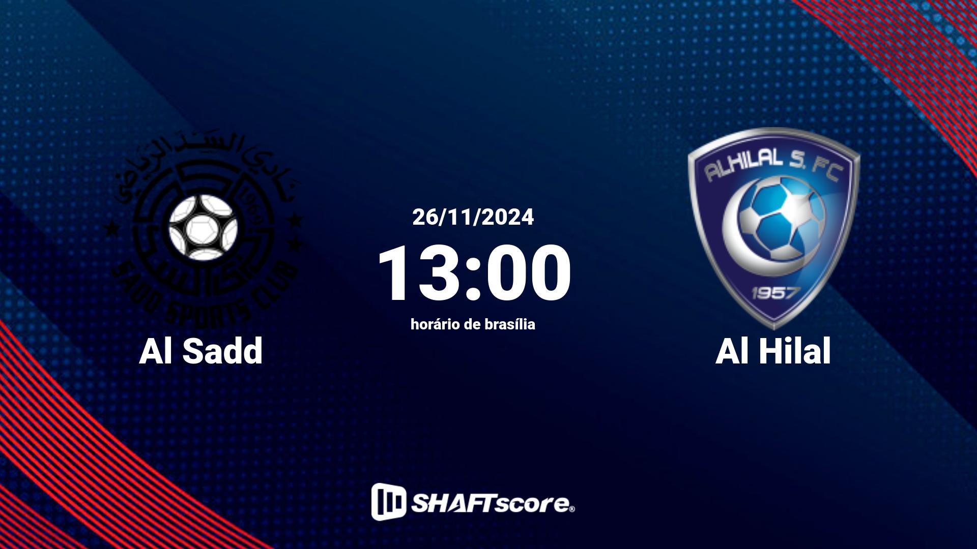 Estatísticas do jogo Al Sadd vs Al Hilal 26.11 13:00