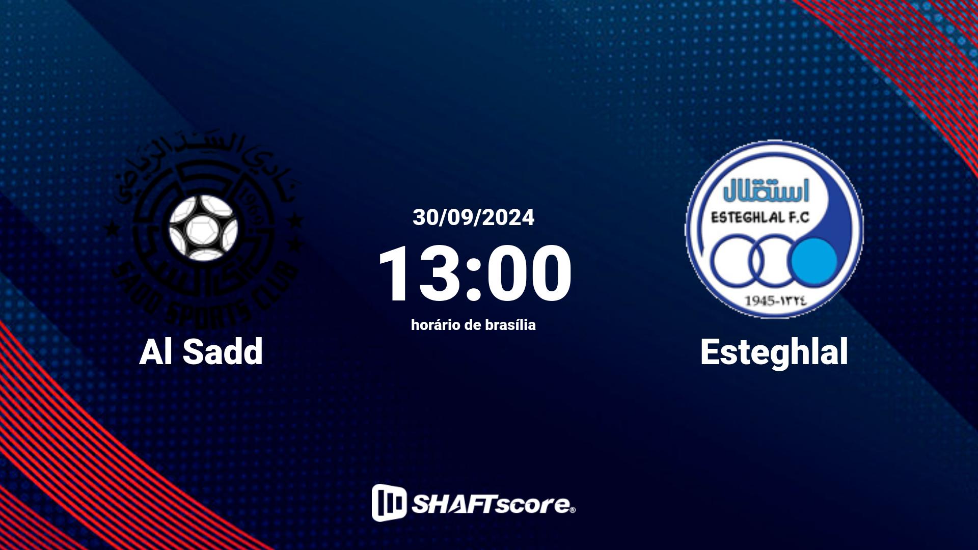 Estatísticas do jogo Al Sadd vs Esteghlal 30.09 13:00