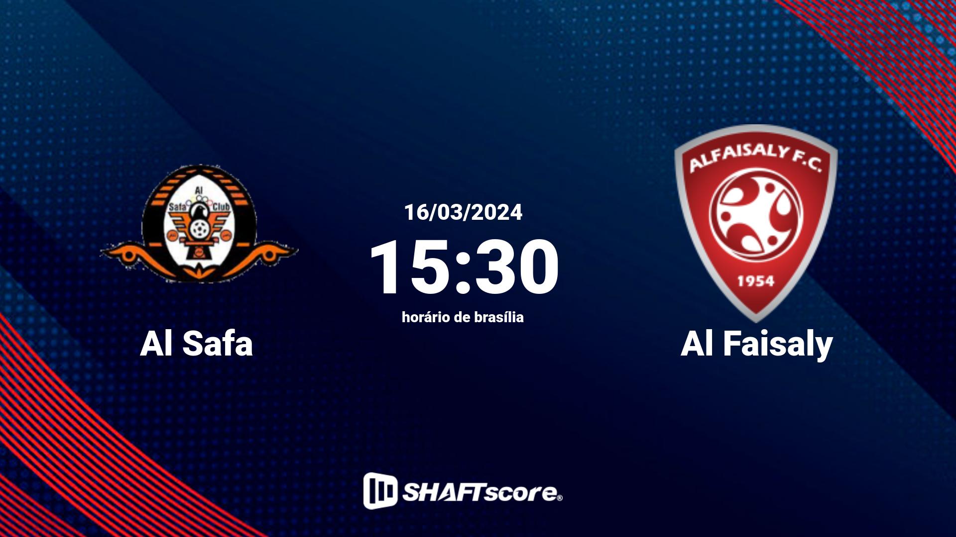 Estatísticas do jogo Al Safa vs Al Faisaly 16.03 15:30