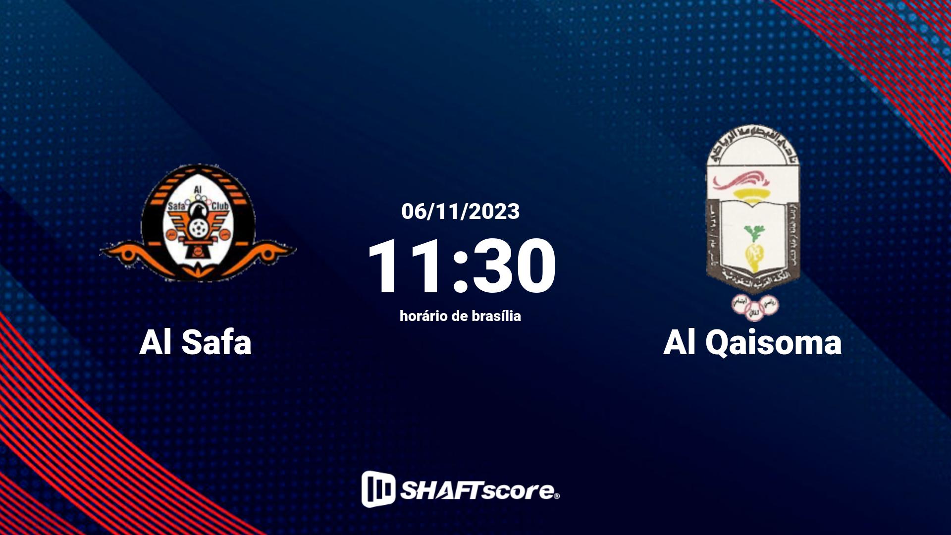 Estatísticas do jogo Al Safa vs Al Qaisoma 06.11 11:30