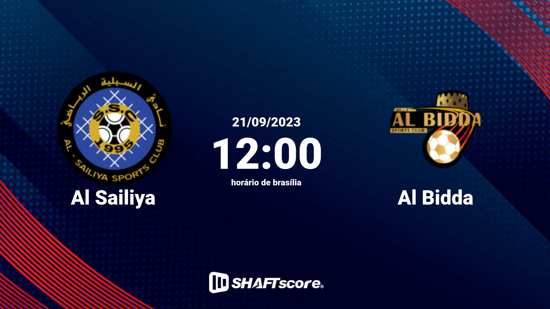 Estatísticas do jogo Al Sailiya vs Al Bidda 21.09 12:00