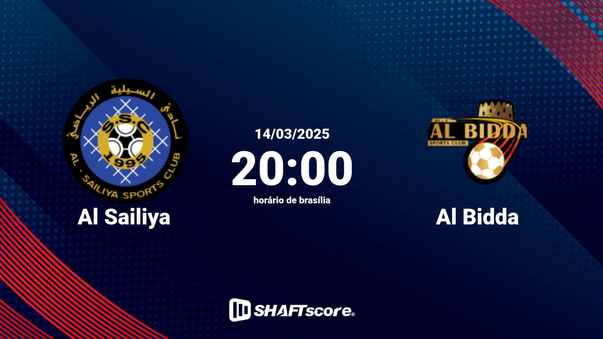 Estatísticas do jogo Al Sailiya vs Al Bidda 14.03 20:00