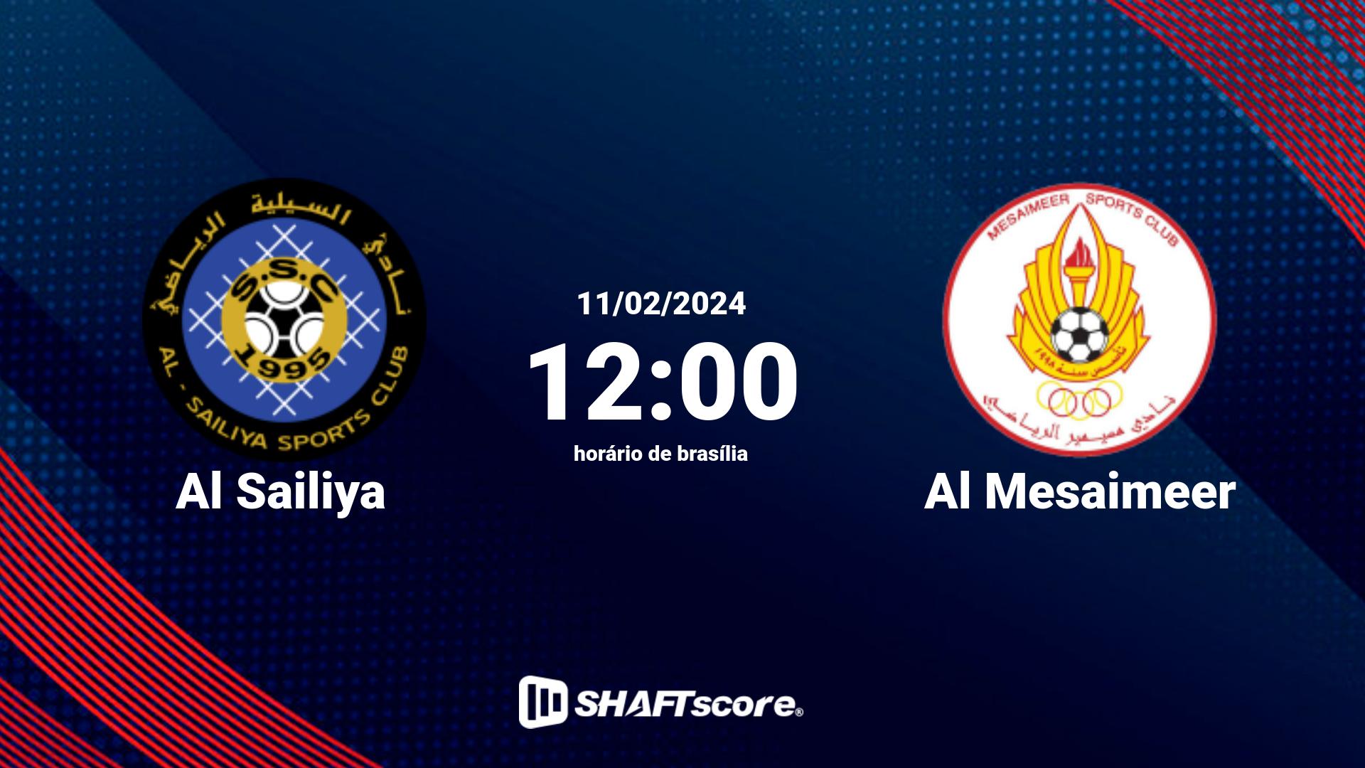 Estatísticas do jogo Al Sailiya vs Al Mesaimeer 11.02 12:00