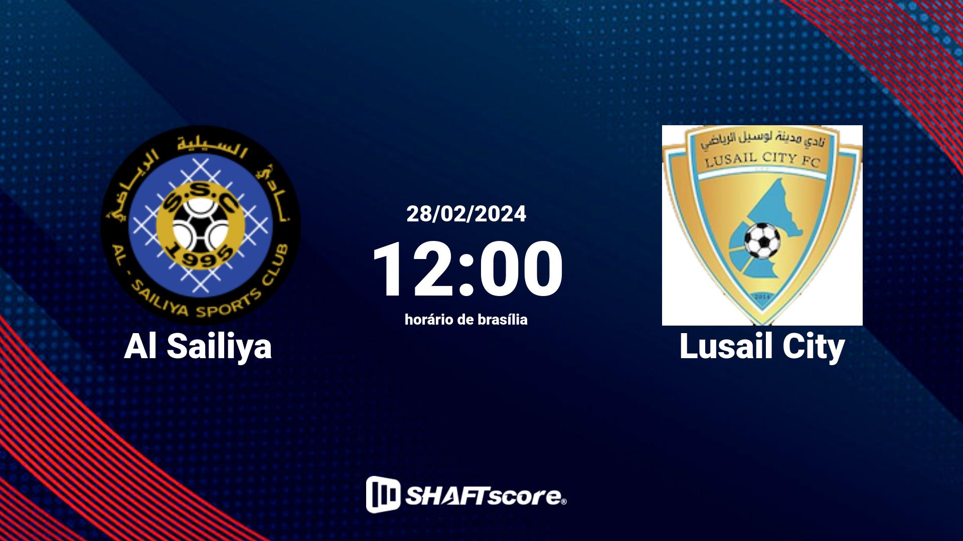 Estatísticas do jogo Al Sailiya vs Lusail City 28.02 12:00