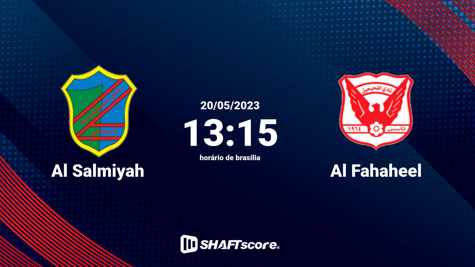 Estatísticas do jogo Al Salmiyah vs Al Fahaheel 20.05 13:15