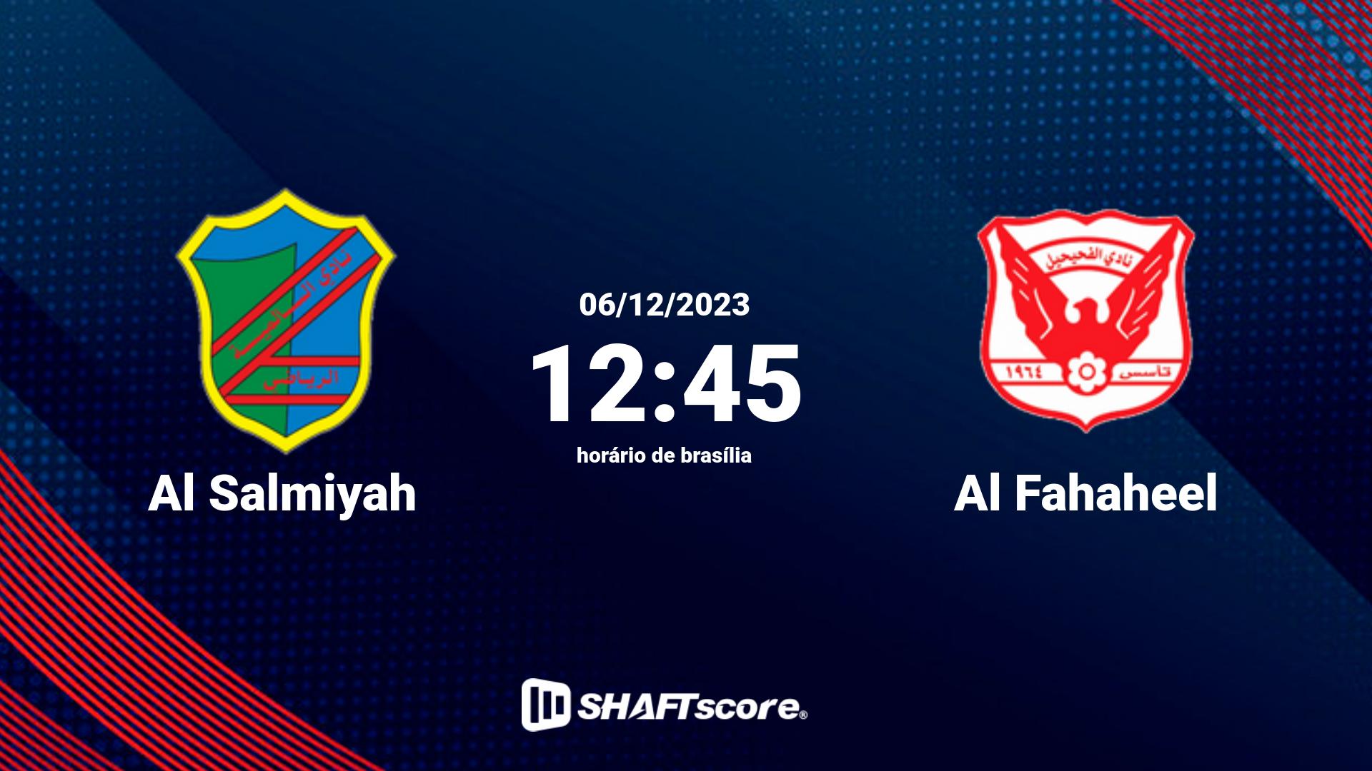 Estatísticas do jogo Al Salmiyah vs Al Fahaheel 06.12 12:45