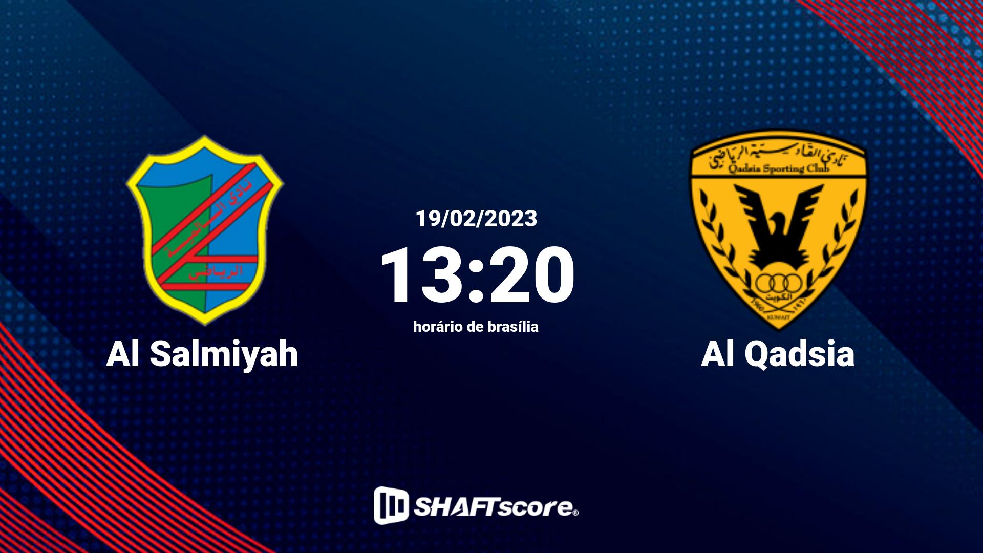 Estatísticas do jogo Al Salmiyah vs Al Qadsia 19.02 13:20