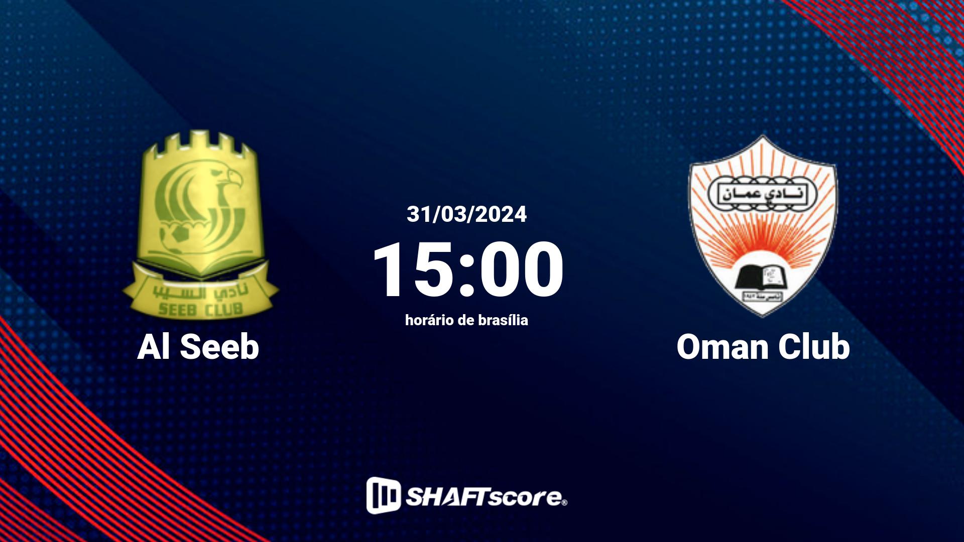 Estatísticas do jogo Al Seeb vs Oman Club 31.03 15:00