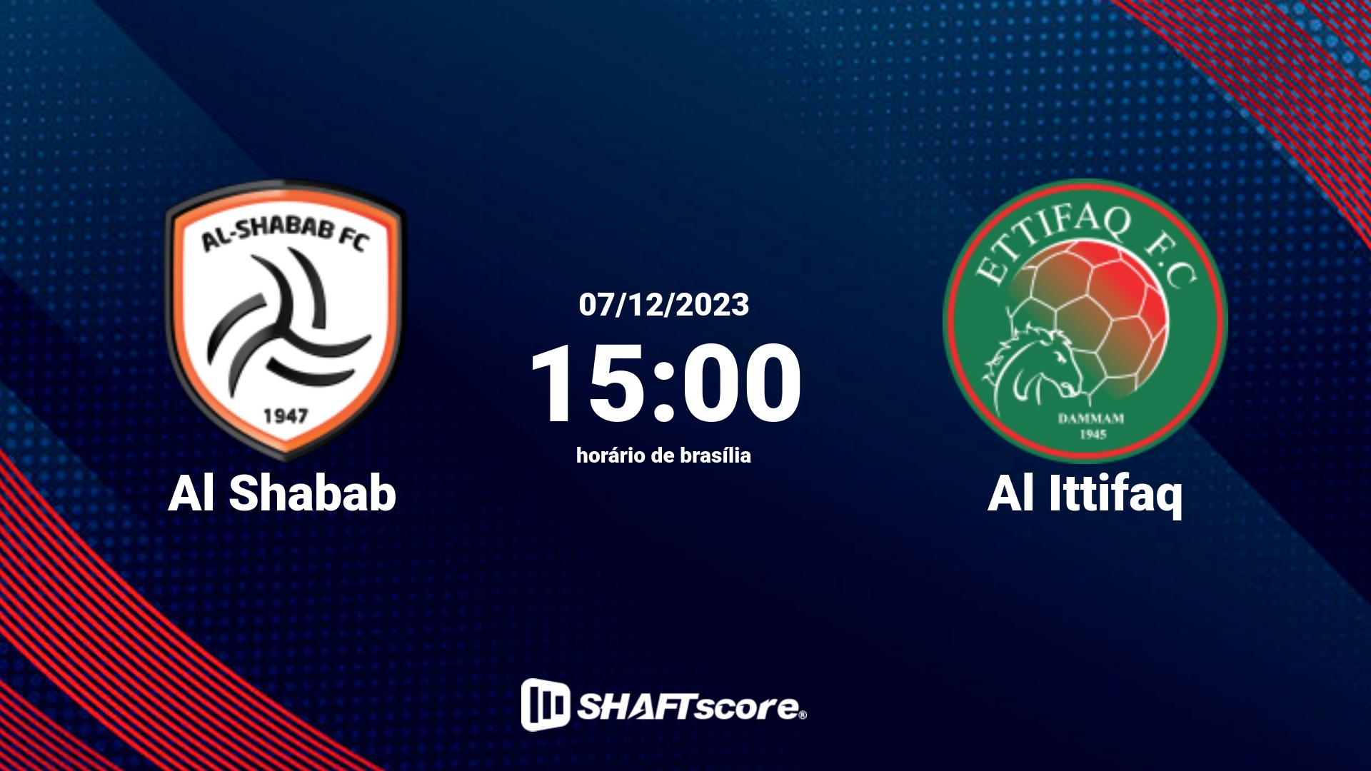 Estatísticas do jogo Al Shabab vs Al Ittifaq 07.12 15:00