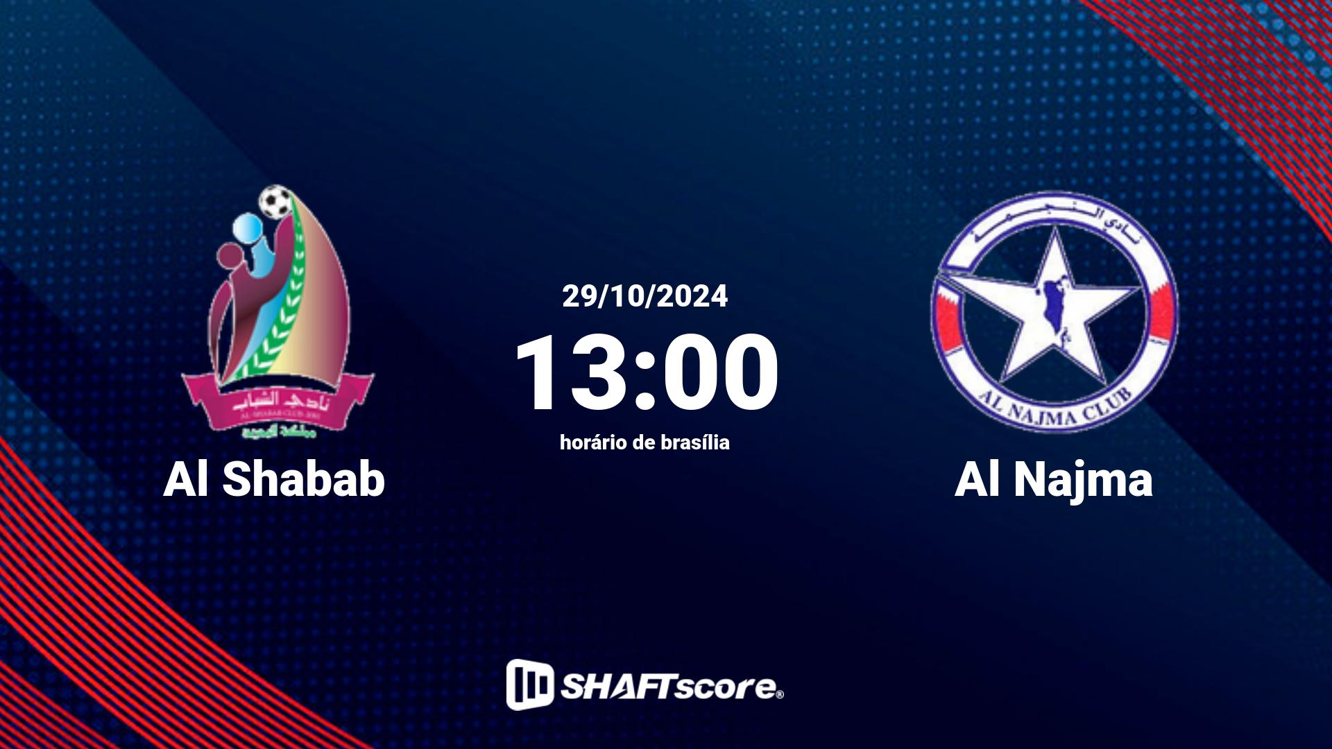 Estatísticas do jogo Al Shabab vs Al Najma 29.10 13:00