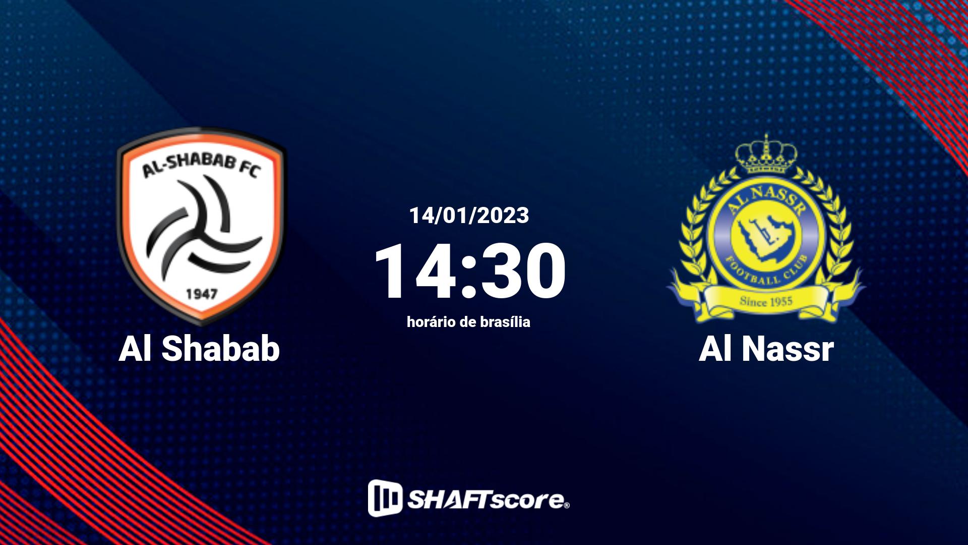 Estatísticas do jogo Al Shabab vs Al Nassr 14.01 14:30