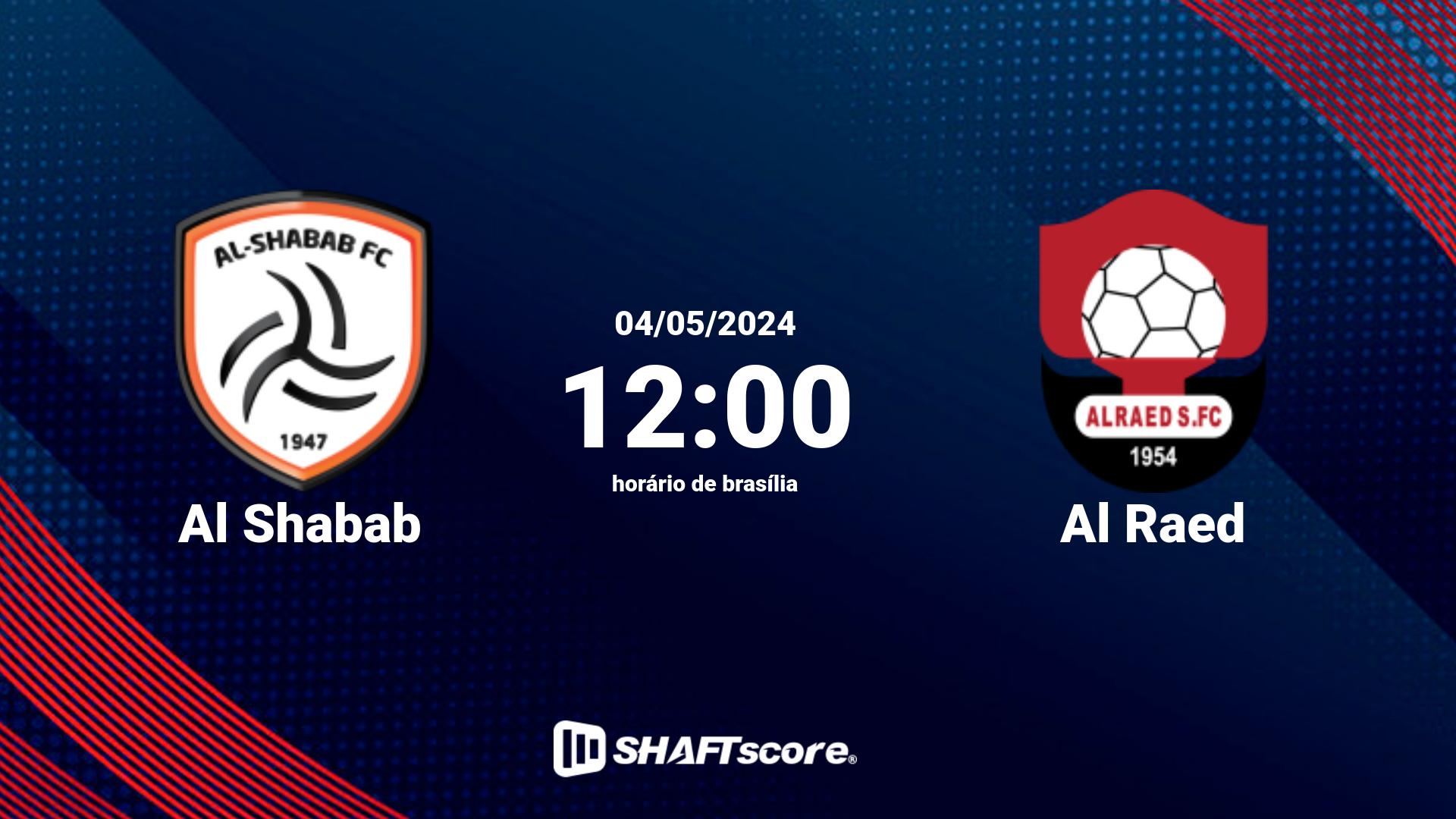 Estatísticas do jogo Al Shabab vs Al Raed 04.05 12:00