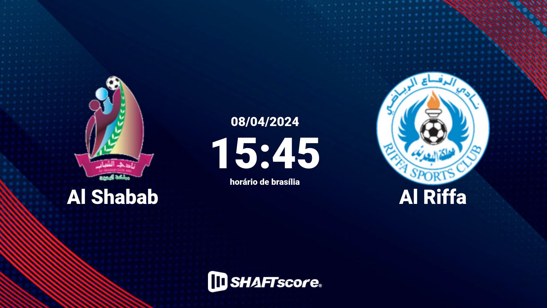 Estatísticas do jogo Al Shabab vs Al Riffa 08.04 15:45