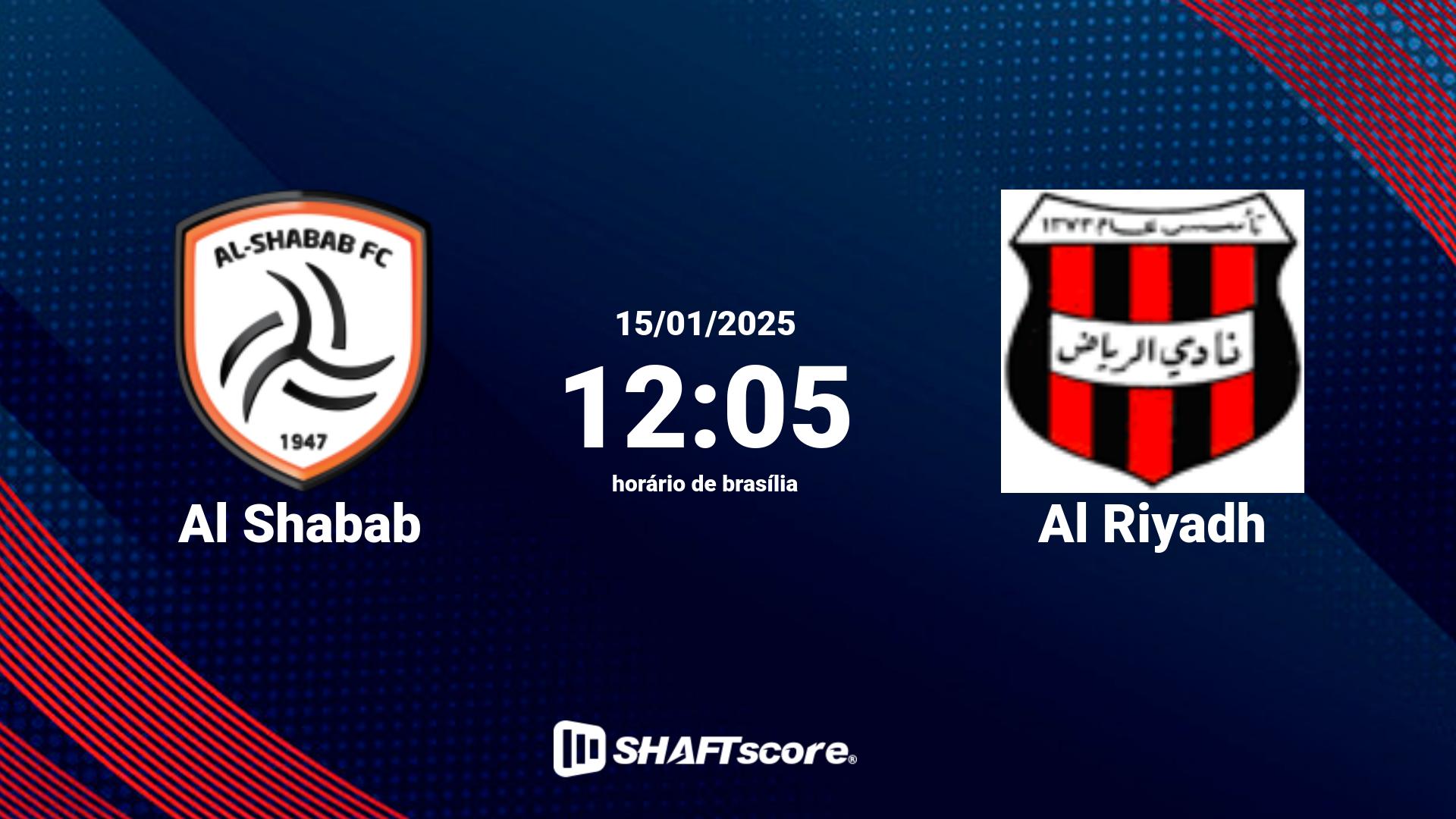 Estatísticas do jogo Al Shabab vs Al Riyadh 15.01 12:05