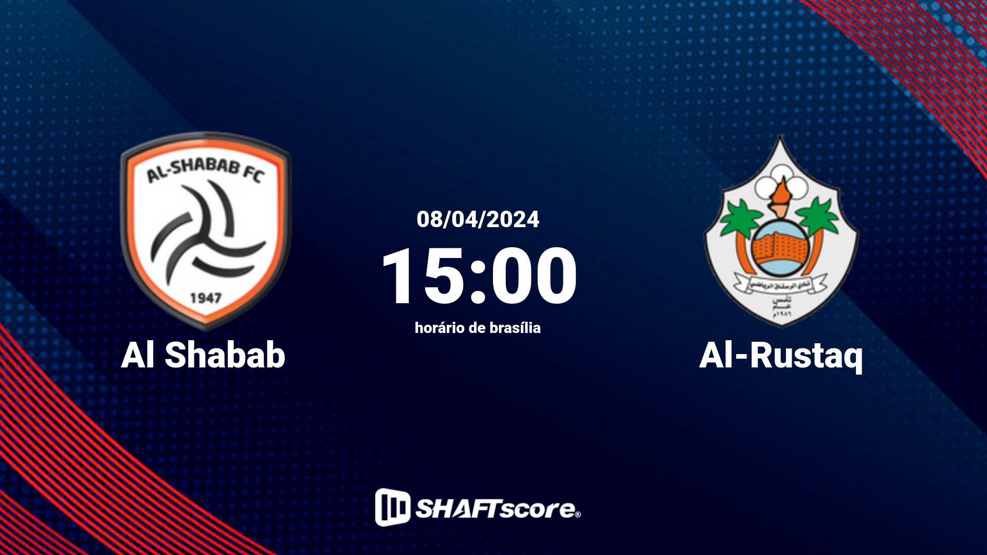 Estatísticas do jogo Al Shabab vs Al-Rustaq 08.04 15:00