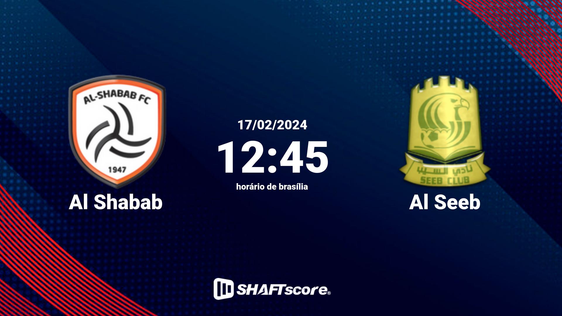 Estatísticas do jogo Al Shabab vs Al Seeb 17.02 12:45