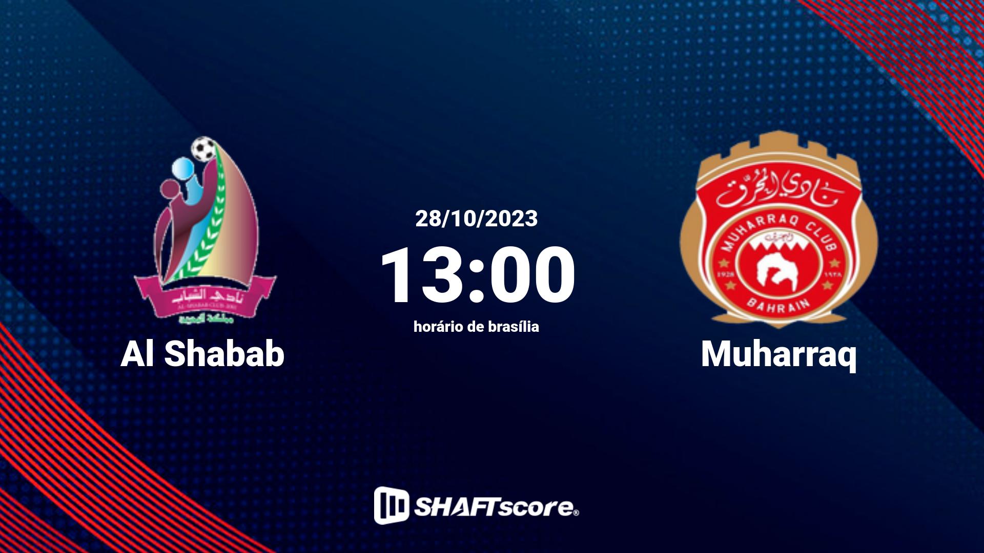 Estatísticas do jogo Al Shabab vs Muharraq 28.10 13:00