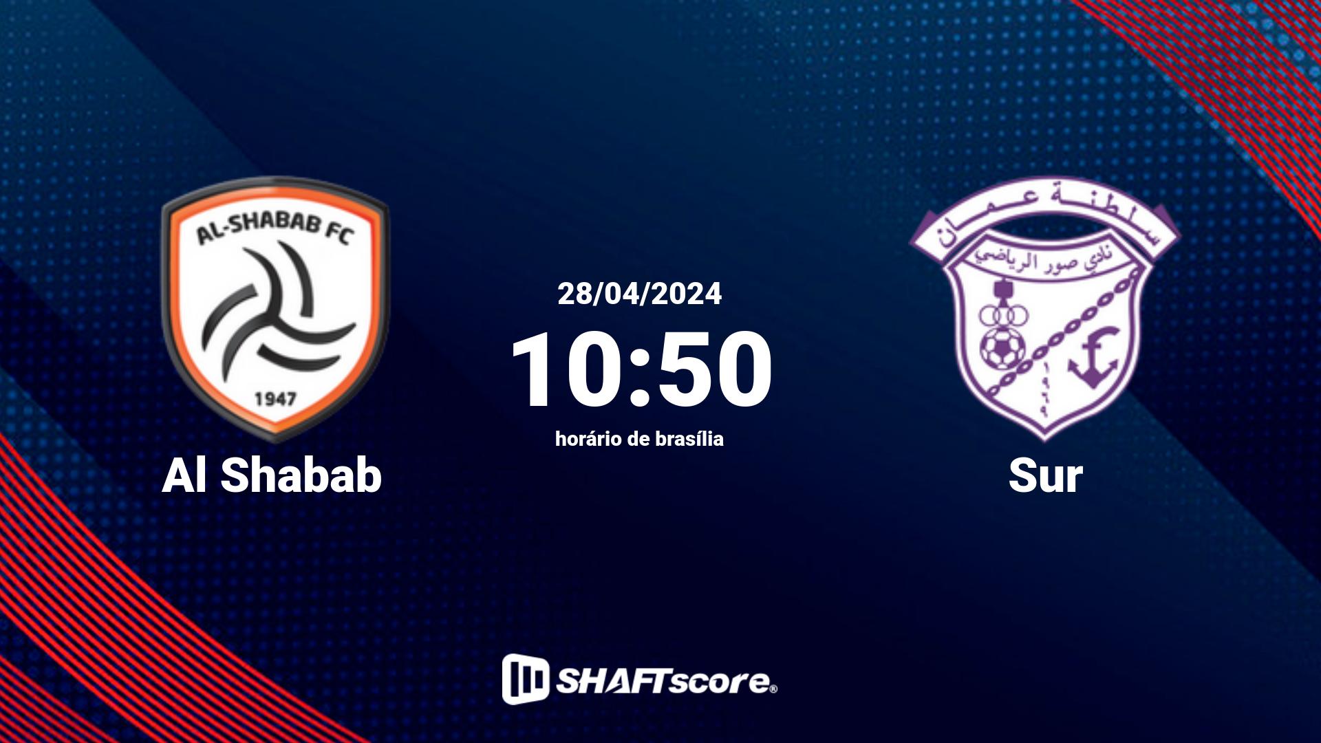 Estatísticas do jogo Al Shabab vs Sur 28.04 10:50